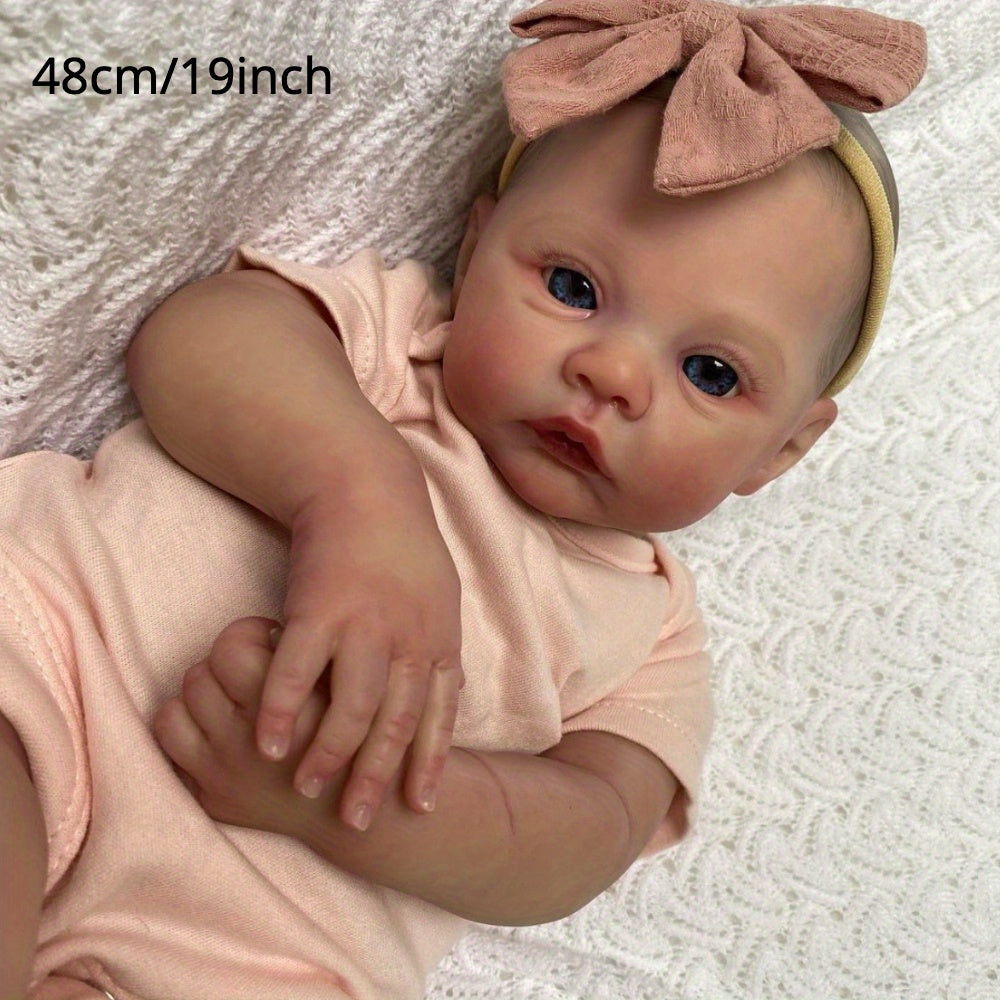 48 sm Realistik Parça Bədən Reborn Toyu, 3D-painting Dərisi və Görünən Damarları ilə, Canlı 19 düym Soft Vinil Yeni Doğan Körpə