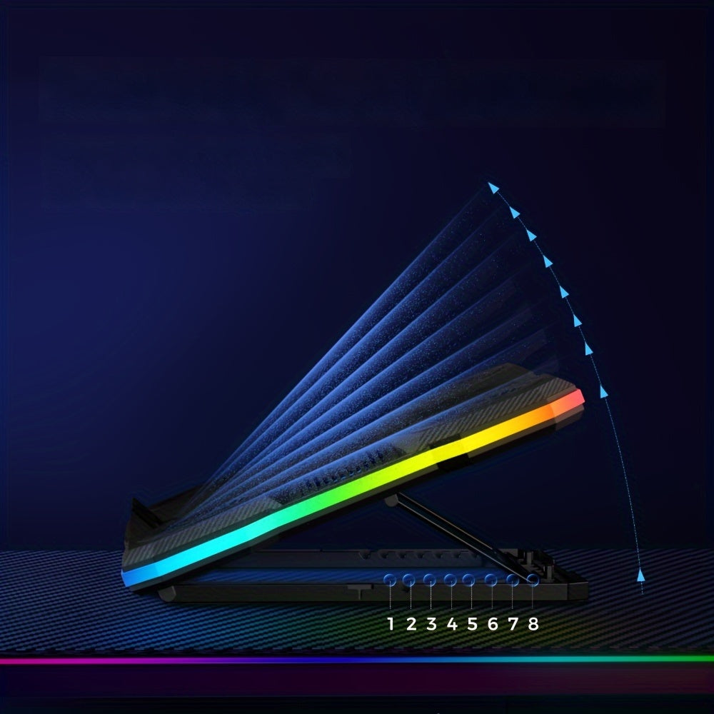 18 Düymlü Noutbuklar üçün Soyuducu Pad, 10 RGB Rejimi, Portativ ABS Klip-On Stend ilə Sessiz Su Soyuducu Sistemi, Apple, Lenovo, Asus, Dell, HP ilə Uyğun - Oyun Noutbuk Soyuducu