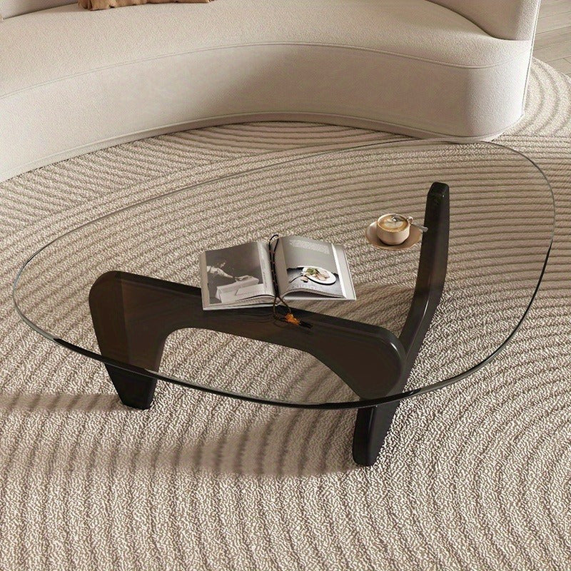 Modern Minimalist Şüşə Stolu Taxta Çərçivə ilə