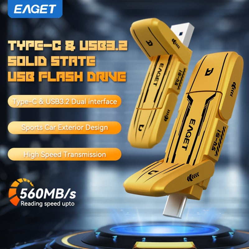 Yüksək Sürətli USB-C SSD Fləş Diski 128GB/256GB - USB 3.2 Gen2 ilə İkili İnterfeys, 560MB/s-ə qədər Transfer Sürəti, iPhone 15, PS4, PS5, Android, Windows, Mac üçün