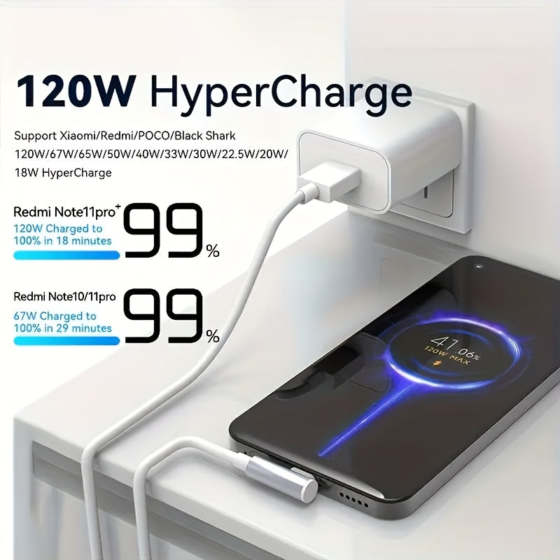 Xiaomi və Huawei cihazları üçün Super Fast 120W USB-C şarj kabeli - Davamlı və elastik, Kişi-kişi məlumat transferi və şarj kabeli, Ağ, Çoxlu Cihazlar üçün Yüksək Sürətli Güc Təchizatı, Birdəfədə Şarj Edir, Məlumat Transferi Kabeli | Zərif Kabel Dizaynı |