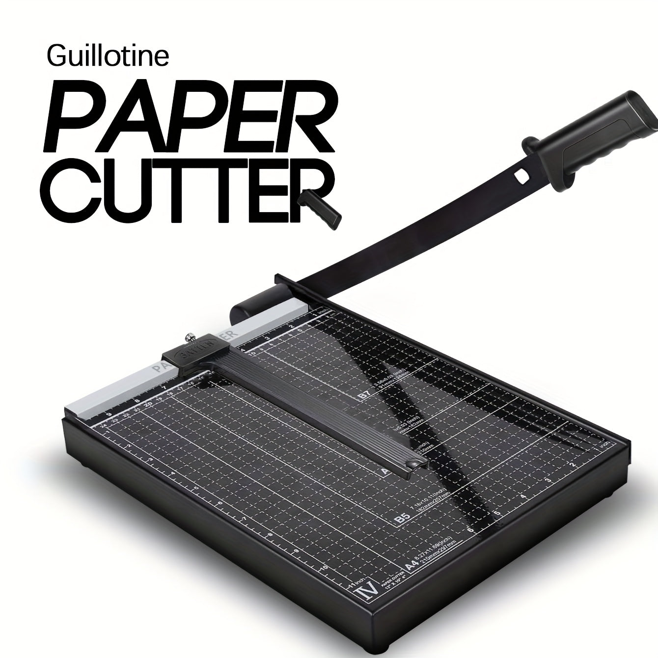 Guillotine Kağız Kəsmə - 12 Ləpə Tutumu, Təhlükəsizlik Qoruyucusu və Bıçaq Qapanışı