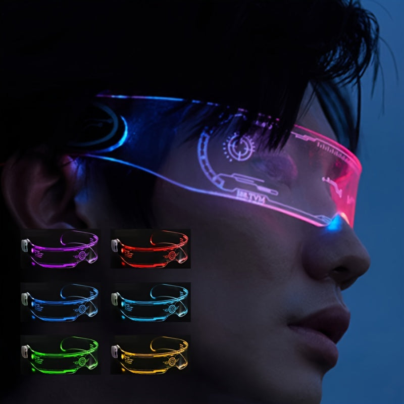 LED Işıqlı Eynəklər - 7 Rəngli Kiberpank