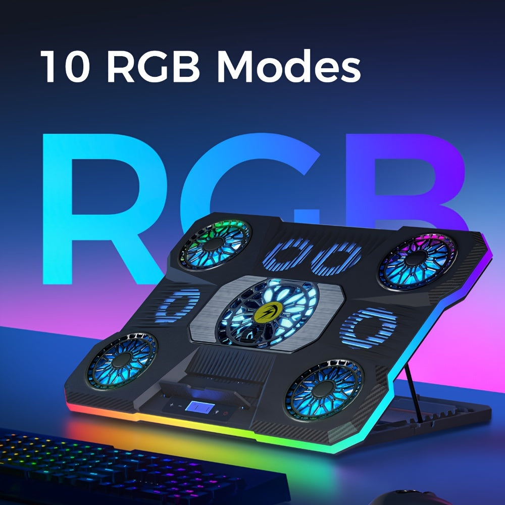18 Düymlü Noutbuklar üçün Soyuducu Pad, 10 RGB Rejimi, Portativ ABS Klip-On Stend ilə Sessiz Su Soyuducu Sistemi, Apple, Lenovo, Asus, Dell, HP ilə Uyğun - Oyun Noutbuk Soyuducu