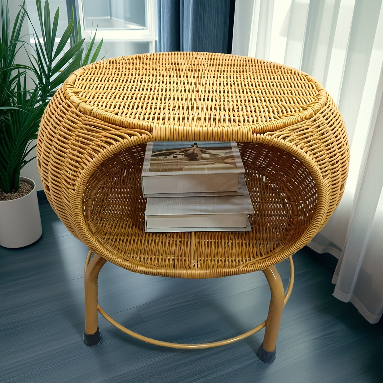 Rattan Toxunmuş/Dairəvi Saxlama Taburesi
