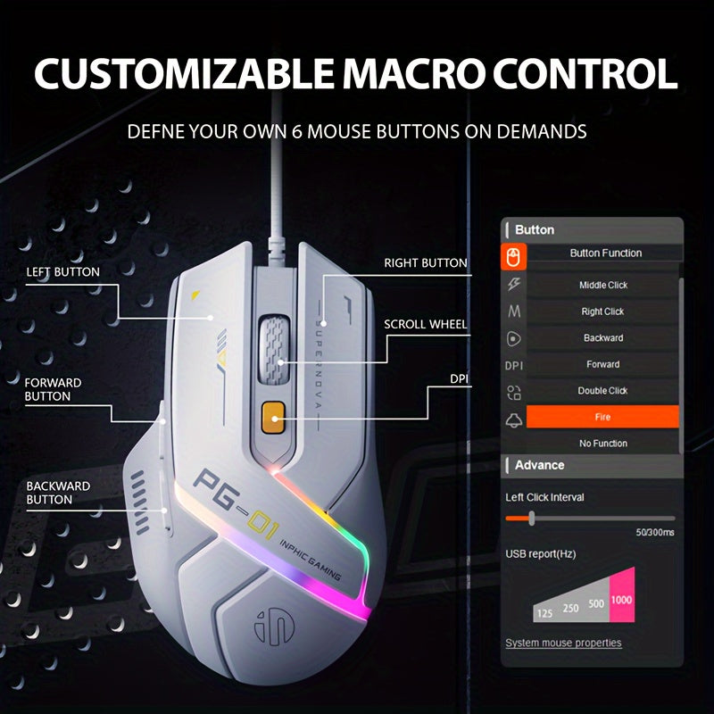Mouse RGB Arxa İşıqlandırma, Optik İzleme, USB Qoşulma,, Batereya Tələb Olunmur