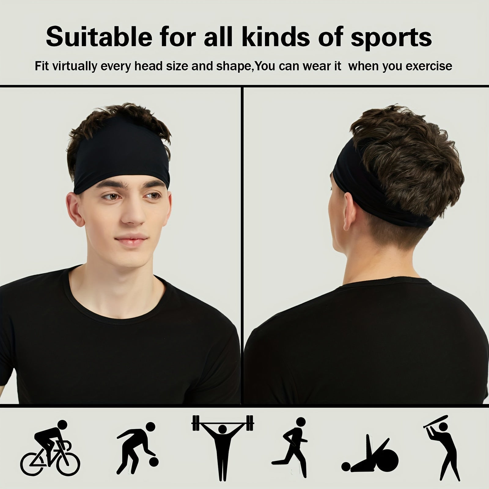 Kişilər üçün İdman Qalstukları - Nəmlənməyən, Təhlükəsiz Fit, Qaçış, Fitnes, Basketbol, Tennis üçün Hava Materialı - Kişilər və Qadınlar üçün Tənzimlənən