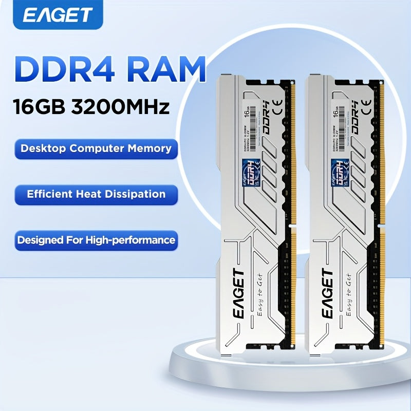 TAM ORİJİNAL 1:1 KOPYA OLMAYAN EAGET DDR4 RAM 32GB Kit (2x16GB) /16GB Kit (2x8GB), Masaüstü Yaddaşı 3200MHz DDR4  Yüksək Performanslı Oyun Yaddaşı